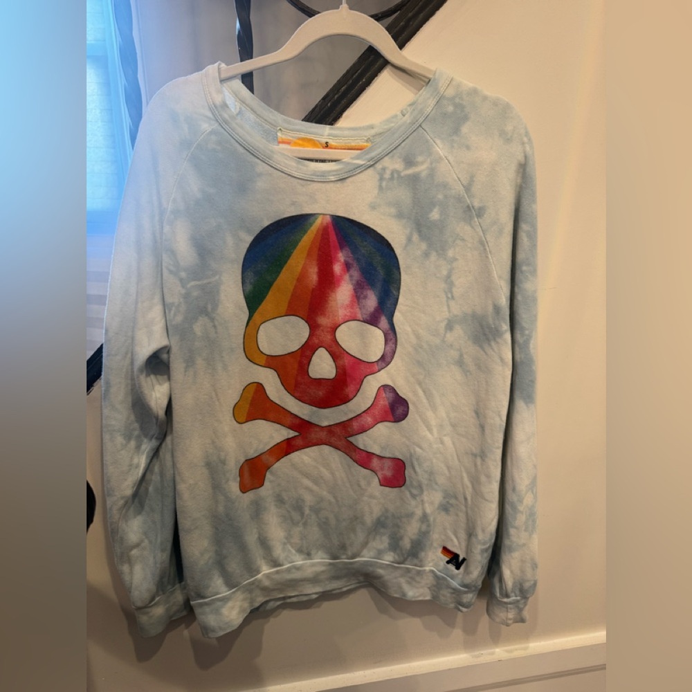Aviator Nation x Soul Cycle Skull and Bones Tye Dye Crewneck Sweatshirt